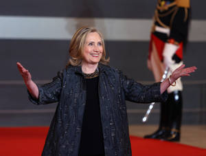 Hillary Clinton With Open Arms Wallpaper