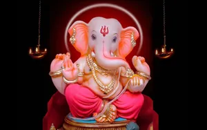 Hindu Deity Ganpati Hd Cute Pink Wallpaper