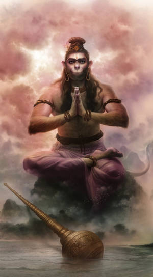 Hindu God Hanuman Meditating Position Wallpaper