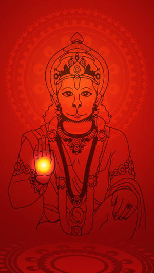 Hindu God Hanuman Red Aesthetic Wallpaper