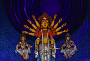 Hindu Goddess Durga Blue Wallpaper