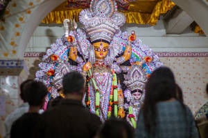 Hindu Goddess Durga Temple Statue Wallpaper