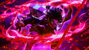 Hinokami Kagura Pink Art Wallpaper