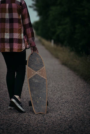 Hipster With Globe Skateboard Wallpaper