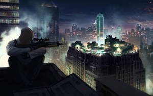 Hitman Hd Rooftop Sniping Wallpaper