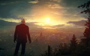 Hitman Watching Sunset Desktop Wallpaper