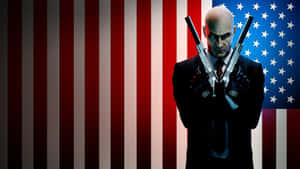 Hitman With Usa Flag Desktop Wallpaper