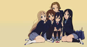 Hokago Tea Time Anime Group Of Friends Wallpaper