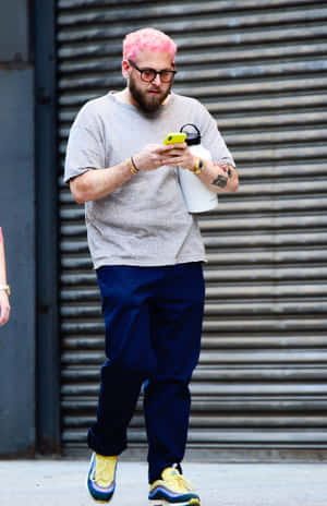 Hollywood Actor Jonah Hill Poses With A Beard Wallpaper