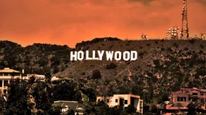Hollywood Sign Vintage Orange Filter Wallpaper