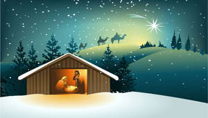 Holy Family In The Snow Wallpaper