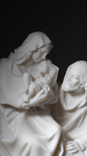 Holy Family In White Marble Wallpaper