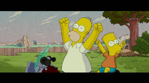 Homer And Bart Howling The Simpsons Movie Wallpaper