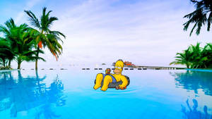 Homer Simpson In Swimming Pool Wallpaper