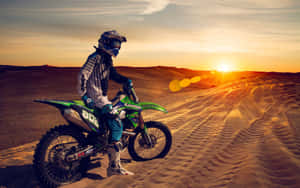 Honda Dirt Bike Neon Green Sunset Wallpaper