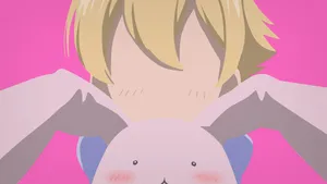 Honey Senpai With Bunny Stuffed Animal Wallpaper
