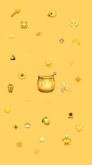 Honeybee Pot With Cute Yellow Emojis Wallpaper