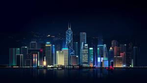 Hong Kong Lights Vector Art Wallpaper