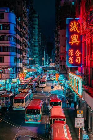 Hong Kong Red Buses Wallpaper