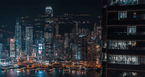 Hong Kong Skyline At Night Wallpaper
