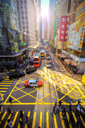 Hong Kong Street Yellow Markings Wallpaper