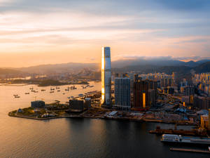 Hong Kong West Kowloon Sunset Wallpaper
