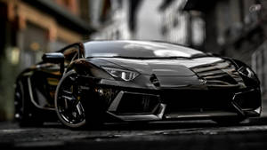 Hood Of Lamborghini Aventador Black Sports Cars Wallpaper