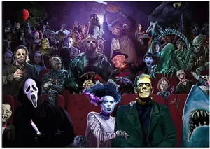 Horror Movie Collage Iconic Characters Wallpaper