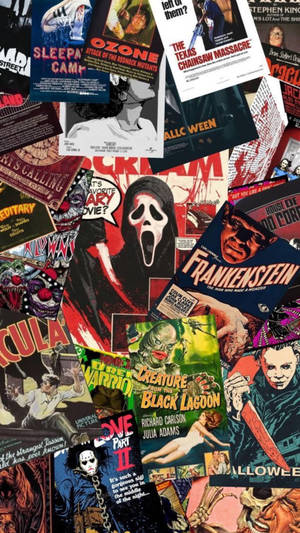 Horror Movie Collage Magazines Wallpaper