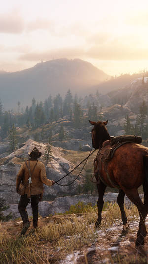 Horse And Arthur Red Dead Redemption Ii Phone Wallpaper