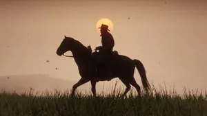 Horse Riding Cowboy Sunset Red Dead Redemption 2 Wallpaper