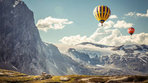 Hot-air Balloons Mountains Uhd Wallpaper
