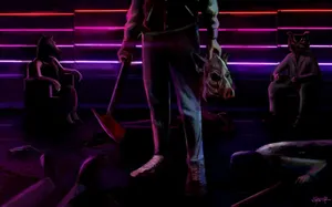Hotline Miami Jacket Neon Lines Wallpaper