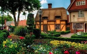 Houses And Nature Garden Wallpaper