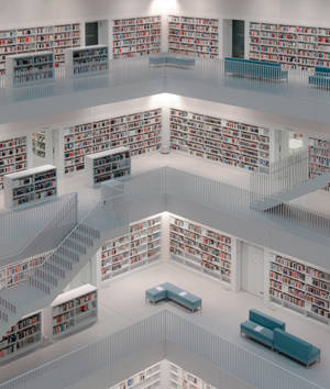 Huge White Library In Germany Wallpaper