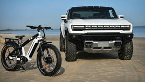 Hummer Suv And Bike Wallpaper