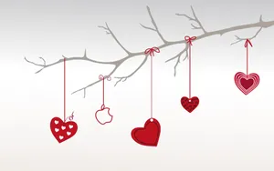 Hung Valentine's Hearts Desktop Wallpaper