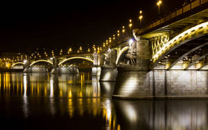Hungary Margaret Bridge At Night Wallpaper