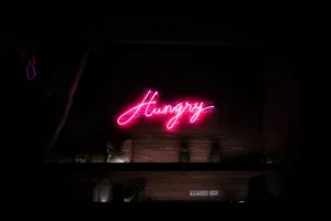 Hungry Text Neon Aesthetic Wallpaper