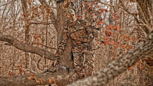 Hunting Camo On The Tree Wallpaper