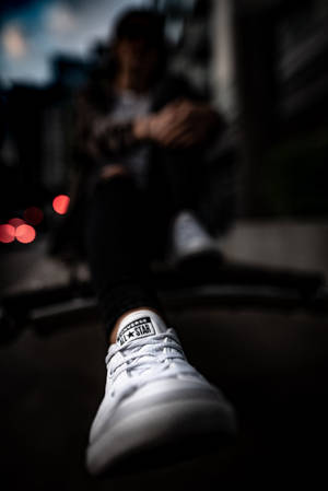 Hyper-focused White Converse Shoe Wallpaper