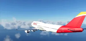 Iberia Airlines Flying Airplane With Red Tail Wallpaper