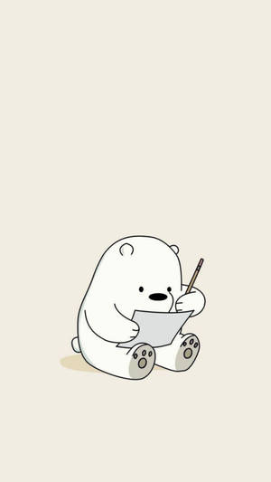 Ice Bear Cartoon Busy Writing Wallpaper