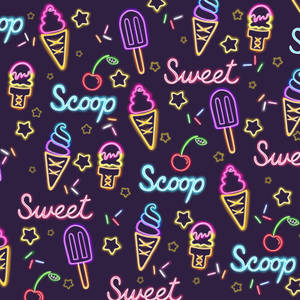 Ice Cream Neon Illustration Wallpaper