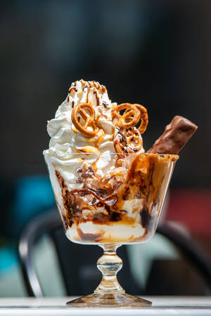 Ice Cream Topped With Pretzels Wallpaper