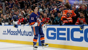 Ice Hockey Player Mathew Barzal Nhl All Star Skills Competition Wallpaper