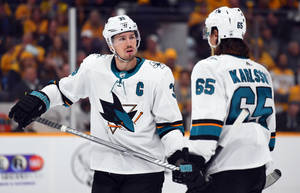 Ice Hockey Players Logan Couture And Erik Sven Gunnar Karlsson Wallpaper