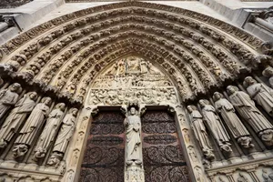 Iconic Porch Of Notre Dame Wallpaper