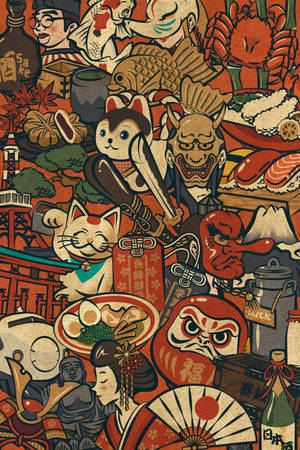 Iconic Symbols Of Japanese Art Wallpaper