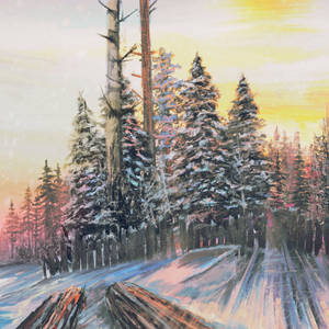 Icy Forest Painting Wallpaper